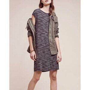 Anthropologie Women's Short Sleeve Faux Wrap Heather Gray Dress Size Small